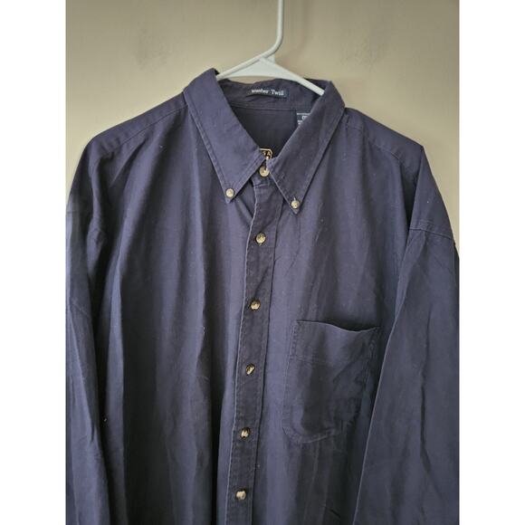 GANT Shirt Size 2XL XXLT Tall Men's Navy Blue Solid Oxford Button Down - Picture 2 of 6